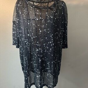 Sheer Black Starry Women's Top